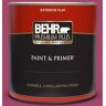 BEHR PREMIUM PLUS 1 qt. #HDC-SM14-1 Fuschia Flair Flat Exterior Paint & Primer