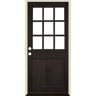 Krosswood Doors 36 in. x 80 in. 9-Lite with Beveled Glass Right Hand Black Stain Douglas Fir Prehung Front Door