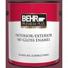 BEHR PREMIUM PLUS 1 gal. #T11-4 Blood Rose Hi-Gloss Enamel Interior/Exterior Paint