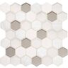 Daltile Custom Style Frost 10-7/8 in. x 11-1/16 in. Marble Glass and Vinyl Hexagon Mosaic Tile (11.4 sq. ft./Case)