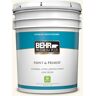 BEHR PREMIUM PLUS 5 gal. #OR-W15 Sleek White Satin Enamel Low Odor Interior Paint & Primer