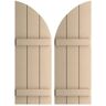 Ekena Millwork 16-1/2 in. x 70 in. Polyurethane Smooth 3-Board Joined Board-n-Batten Quarter Arch Top Shutters Primed Tan