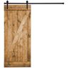 AIOPOP HOME Z-Bar Serie 36 in. x 84 in. Light Brown Stained Knotty Pine Wood DIY Sliding Barn Door with Hardware Kit