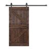 ISLIFE K Style 42 in. x 84 in. Kona Coffee Finished Soild Wood Sliding Barn Door with Hardware Kit - Assembly Needed