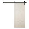 VeryCustom 30 in. x 84 in. The Hollywood Off White Wood Sliding Barn Door with Hardware Kit in Black
