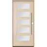 Krosswood Doors ASCEND Modern Faux Pivot 36 in. x 80 in. 5 Lite Left-Hand/Inswing Satin Glass Unfinished Fiberglass Prehung Front Door