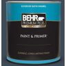 BEHR PREMIUM PLUS 1 qt. #QE-56 Club Navy Satin Enamel Exterior Paint & Primer