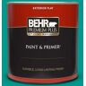 BEHR PREMIUM PLUS 1 qt. #S-G-490 Intense Teal Flat Exterior Paint & Primer