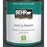 BEHR PREMIUM PLUS 1 gal. #N490-7 Ink Black Semi-Gloss Enamel Low Odor Interior Paint & Primer