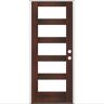 Krosswood Doors 36 in. x 80 in. Modern Hemlock Left-Hand/Inswing 5-Lite Clear Glass Red Mahogany Stain Wood Prehung Front Door