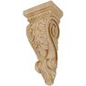 American Pro Decor 12-1/4 in. x 5-3/8 in. x 3-7/8 in. Unfinished Large Hand Carved North American Solid Alder Acanthus Leaf Wood Corbel