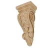 American Pro Decor 14-5/8 in. x 6-3/8 in. x 4-5/8 in. Unfinished X-Large Hand Carved North American Solid Alder Acanthus Leaf Wood Corbel