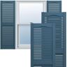 Ekena Millwork 12 in. x 31 in. Lifetime Vinyl Standard Cathedral Top Center Mullion Open Louvered Shutters Pair Classic Blue