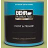 BEHR PREMIUM PLUS 1 qt. #410D-4 Asparagus Satin Enamel Exterior Paint & Primer