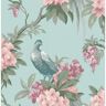 Brewster Home Fashions Golden Pheasant Aqua Floral Strippable Non-Woven Paper Wallpaper