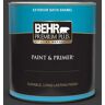 BEHR PREMIUM PLUS 1 qt. #T13-3 Black Lacquer Satin Enamel Exterior Paint & Primer