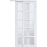 ARK DESIGN 48 in. x 80 in. 5-Lite Tempered Frosted Glass and White MDF Interior Closet Sliding Door with Hardware Kit