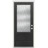 MP Doors 36 in. x 80 in. Left-Hand Inswing 3/4 Lite Water Wave Glass Finished Black Fiberglass Prehung Front Door