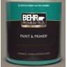 BEHR PREMIUM PLUS 1 qt. #T16-08 Fifth Olive-Nue Semi-Gloss Enamel Exterior Paint & Primer