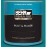 BEHR PREMIUM PLUS 1 qt. #500B-7 Tucson Teal Satin Enamel Exterior Paint & Primer