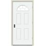 JELD-WEN 36 in. x 80 in. Fan Lite White Painted Steel Prehung Left-Hand Outswing Front Door w/Brickmould