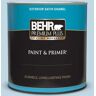 BEHR PREMIUM PLUS 1 qt. #S500-1 Distant Shore Satin Enamel Exterior Paint & Primer