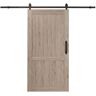 Pinecroft 42 in. x 84 in. Millbrooke Driftwood H Style PVC Vinyl Barn Door with Sliding Door Hardware Kit - Door Assembly Required