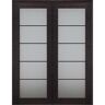 Belldinni Avanti 5-Lite Frosted Glass 48 in.x 92.5 in. Both Active Black Apricot Composite Wood Double Prehung French Door