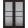 Belldinni Avanti 5-Lite Frosted Glass 64 in.x 92.5 in. Both Active Black Apricot Composite Wood Double Prehung French Door