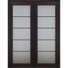 Belldinni Avanti 5-Lite Frosted Glass 56 in.x 92.5 in. Both Active Black Apricot Composite Wood Double Prehung French Door