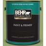 BEHR PREMIUM PLUS 1 gal. #MQ4-43 Green Plaza Semi-Gloss Enamel Exterior Paint & Primer