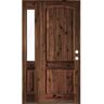 Krosswood Doors Rustic Knotty Alder 50 in. x 96 in. Left-Hand/Inswing Clear Glass Red Mahogany Stain Wood Prehung Front Door w/Sidelite
