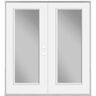 Masonite 72 in. x 80 in. Primed White Steel Prehung Left-Hand Inswing Full Lite Clear Glass Patio Door Vinyl Frame, no Brickmold