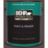 BEHR PREMIUM PLUS 1 gal. #MQ1-58 Chocolate Soul Semi-Gloss Enamel Exterior Paint & Primer