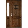 Krosswood Doors 50 in. x 96 in. Mediterranean Knotty Alder Right-Hand/Inswing Clear Glass Provincial Stain Wood Prehung Front Door