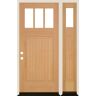 Krosswood Doors 36 in. x 80 in. 3-LIte 1 Panel with V-Grooves Unfinished Right Hand Douglas Fir Prehung Front Door Right Sidelite