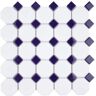 Merola Tile Metro Octagon Matte White with Cobalt Dot 11-1/2 in. x 11-1/2 in. Porcelain Mosaic Tile (9.4 sq. ft./Case)