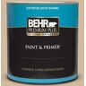 BEHR PREMIUM PLUS 1 qt. #S280-3 Practical Tan Satin Enamel Exterior Paint & Primer