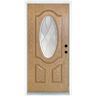 MP Doors 36 in. x 80 in. Light Oak Left-Hand Inswing 3/4 Oval Decorative Lite Zen Stained Fiberglass Prehung Front Door