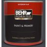 BEHR PREMIUM PLUS 1 qt. #N490-7 Ink Black Flat Exterior Paint & Primer