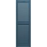 Ekena Millwork 14-1/2 in. x 60 in. Lifetime Vinyl Standard Cathedral Top Center Mullion Open Louvered Shutters Pair Classic Blue