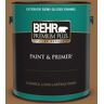 BEHR PREMIUM PLUS 1 gal. #QE-31 Barcelona Brown Semi-Gloss Enamel Exterior Paint & Primer