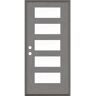 Krosswood Doors ASCEND Modern 36 in. x 80 in. 5-Lite Right-Hand/Inswing Clear Glass Malibu Grey Stain Fiberglass Prehung Front Door