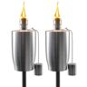 Stainless Steel Outdoor Torche 5 ft. Oil Lamp for Citronella Fiberglass Wick & Snuffer Cap Cylinder (Set of 2)