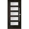 Krosswood Doors Modern Faux Pivot 36 in. x 80 in. 5 Lite Left-Hand/Inswing Satin Glass Baby Grand Stain Fiberglass Prehung Front Door