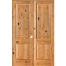 Krosswood Doors 56 in. x 96 in. Rustic Knotty Alder 2-Panel Square Top Left-Handed Clear Stain Wood Prehung Interior Double Door