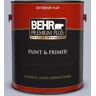 BEHR PREMIUM PLUS 1 gal. #610F-4 Silver Service Flat Exterior Paint & Primer