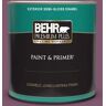 BEHR PREMIUM PLUS 1 qt. #M110-7 Euphoric Magenta Semi-Gloss Enamel Exterior Paint & Primer