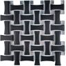 Merola Tile Metro Dog Bone Basketweave Matte Black with Glass Silver Dot 10 in. x 10 in. Porcelain Mosaic Tile (7.1 sq. ft./Case)