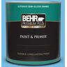 BEHR PREMIUM PLUS 1 qt. #550B-4 Costa Rica Blue Semi-Gloss Enamel Exterior Paint & Primer